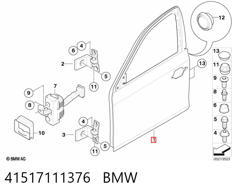 Двері передні, праві BMW 5 універсал (E61) (2003 - 2009) ціна, від 50.96 USD