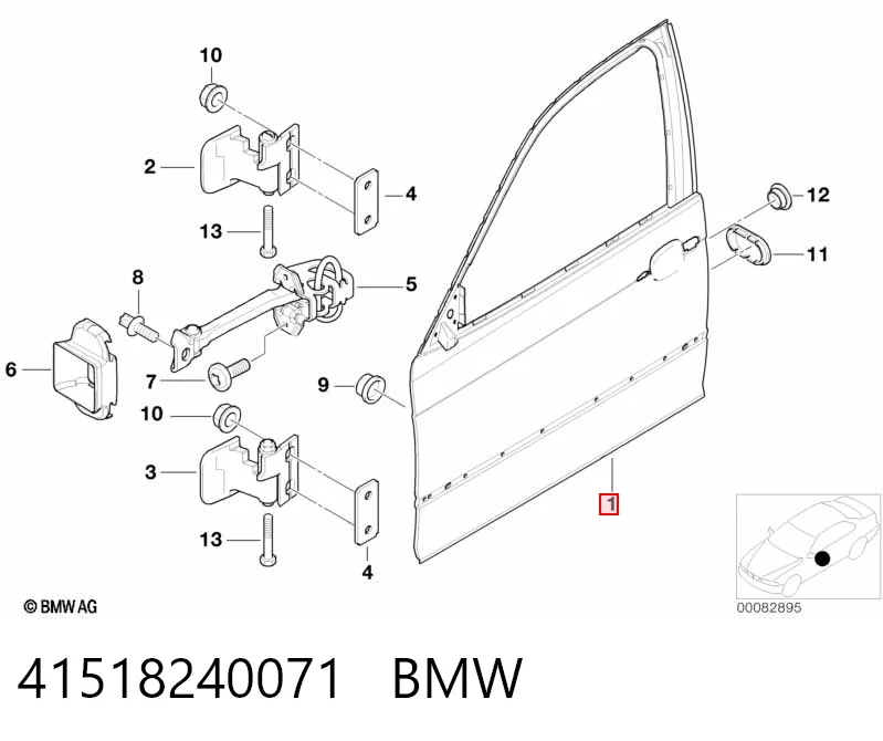 Двері передні, ліві BMW 3 седан (E46) (1998 - 2005) ціна, від 8.50 USD