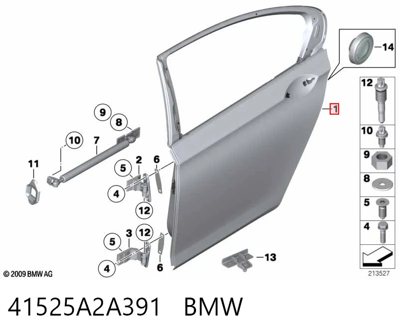 Двері пасажирськи задні ліві на BMW 7  F01, F02, F03, F04