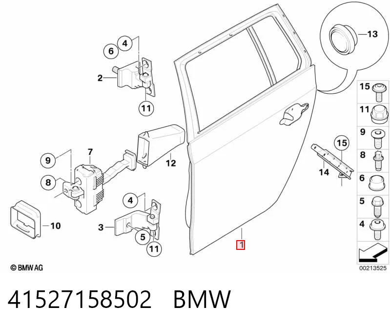 Двері задні, праві BMW 5 універсал (E61) (2003 - 2009) ціна, від 18.26 USD