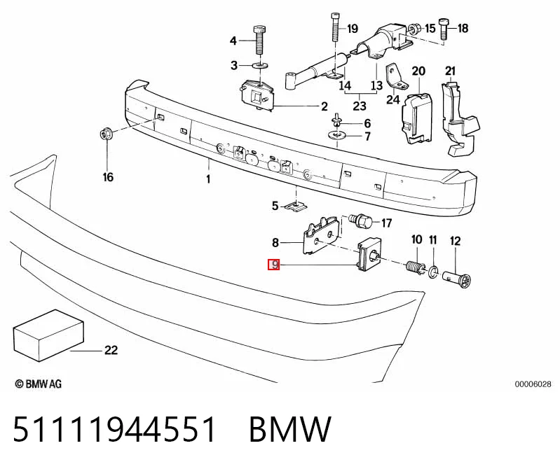 51111944551 BMW Направляюча переднього бампера