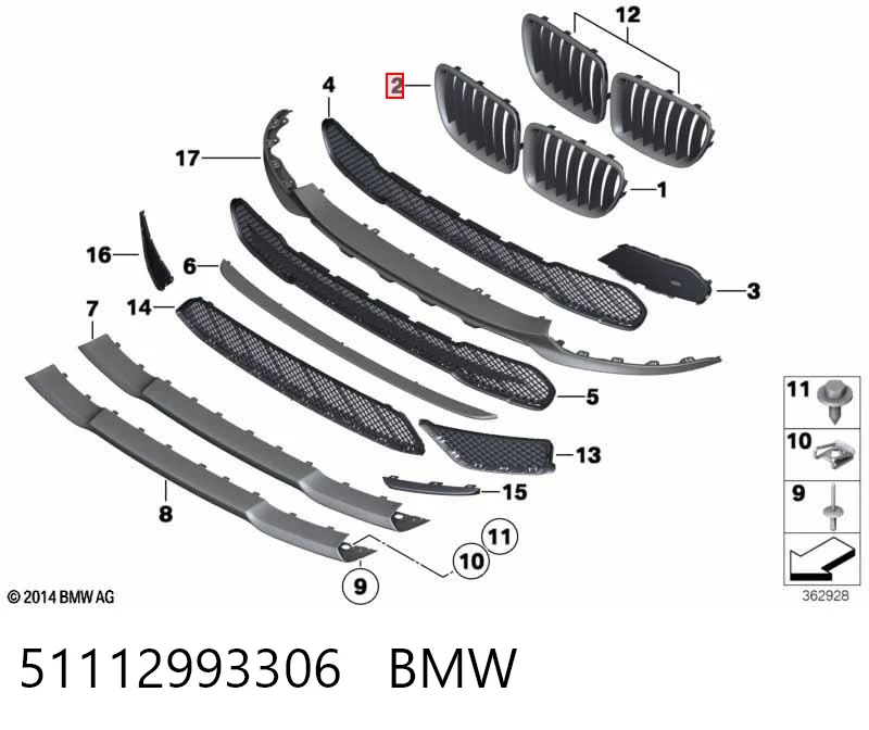 51112993306 BMW Решітка радіатора права