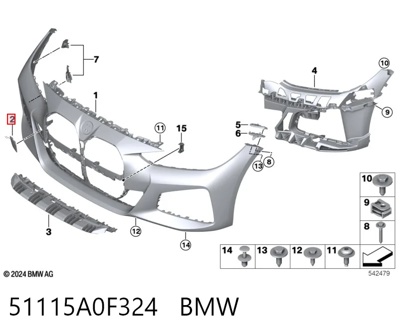 51115A0F324 BMW Заглушка бампера буксирувального гака, передня