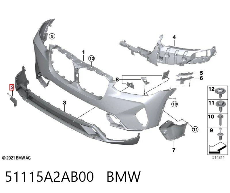 51115A2AB00 BMW Заглушка бампера буксирувального гака, передня