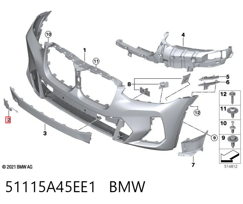 51115A45EE1 BMW Заглушка бампера буксирувального гака, передня
