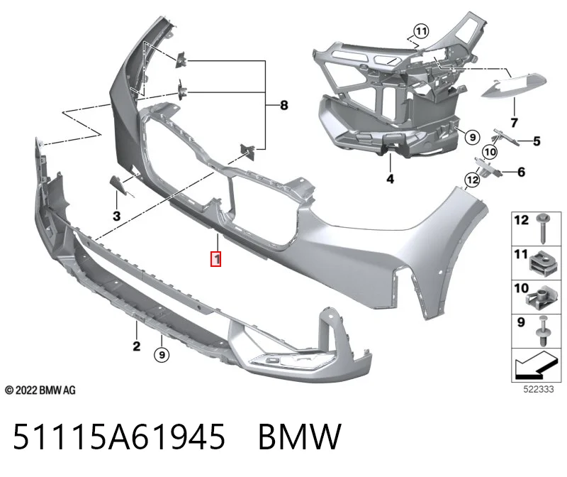 51115A61945 BMW Бампер передній в зборі