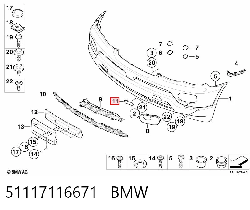 51117116671 BMW Заглушка бампера буксирувального гака, передня ліва