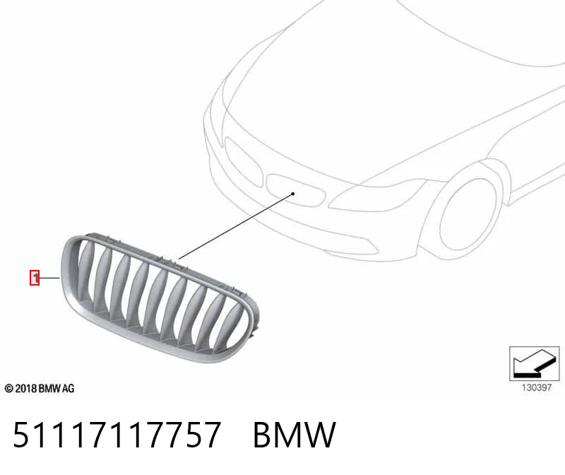51117117757 BMW Решітка радіатора ліва