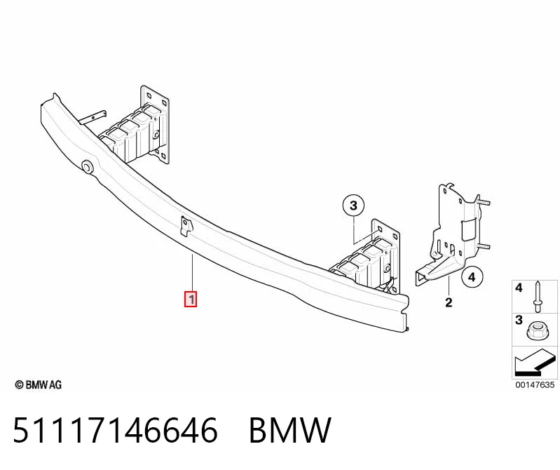 51117146646 BMW Балка бампера переднього