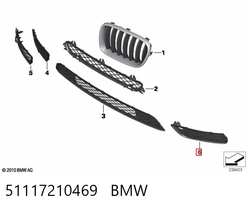 51117210469 BMW Решітка переднього бампера, ліва