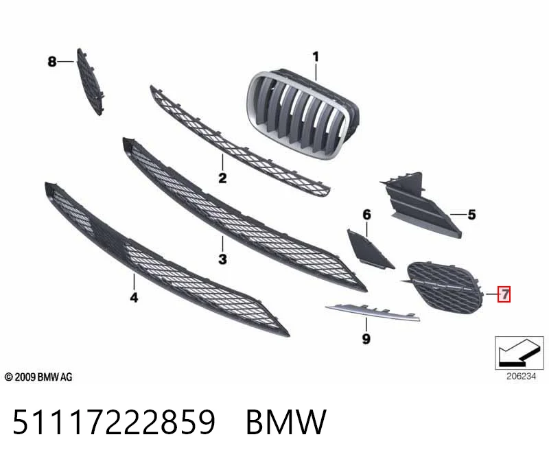 51117222859 BMW Заглушка протитуманок, ліва