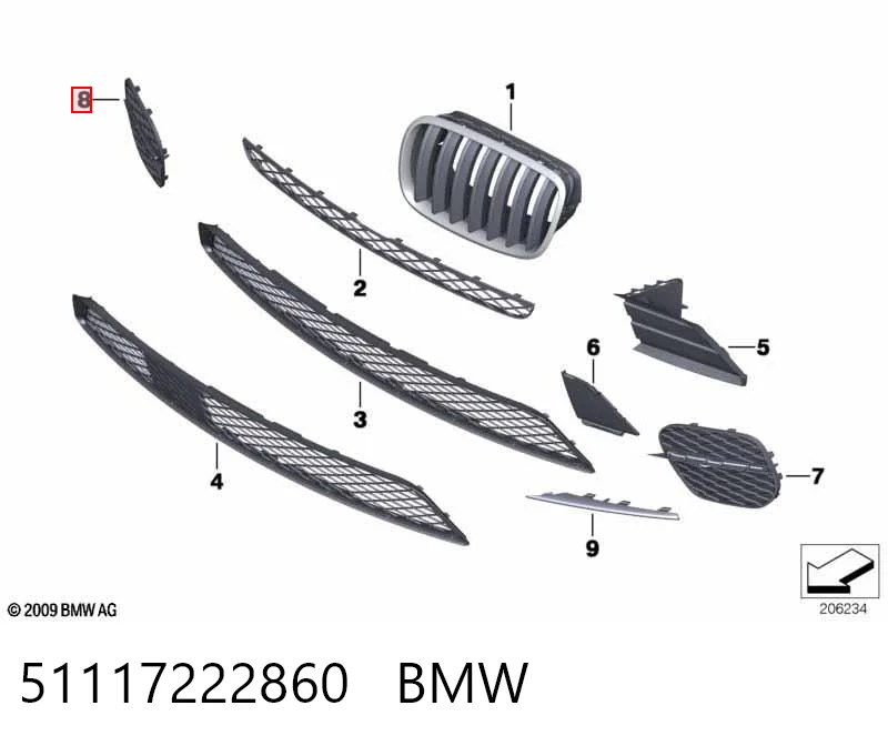 51117222860 BMW Заглушка протитуманки передньої правої