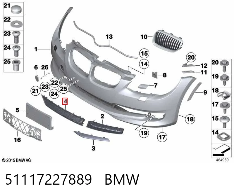 51117227889 BMW Решітка переднього бампера, центральна