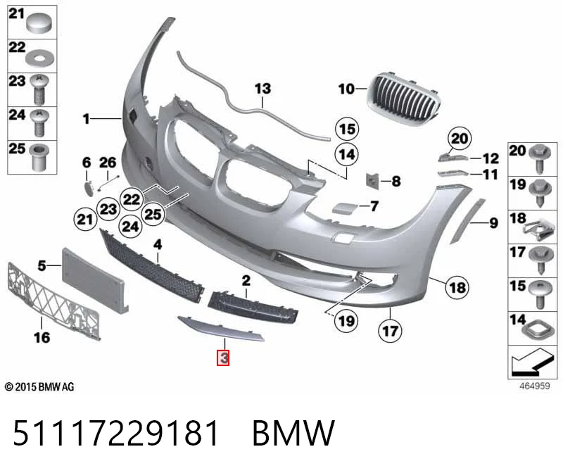 51117229181 BMW Молдинг решітки радіатора, лівий