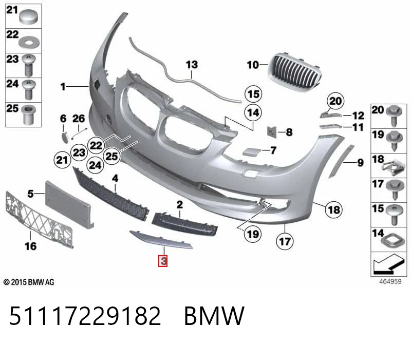 51117229182 BMW Молдинг решітки радіатора, правий