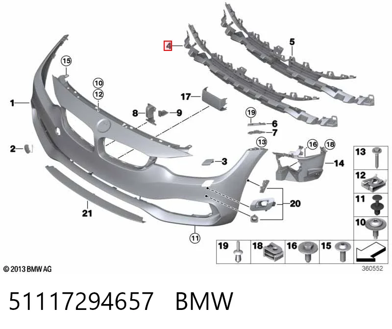 51117294657 BMW Решітка переднього бампера, центральна