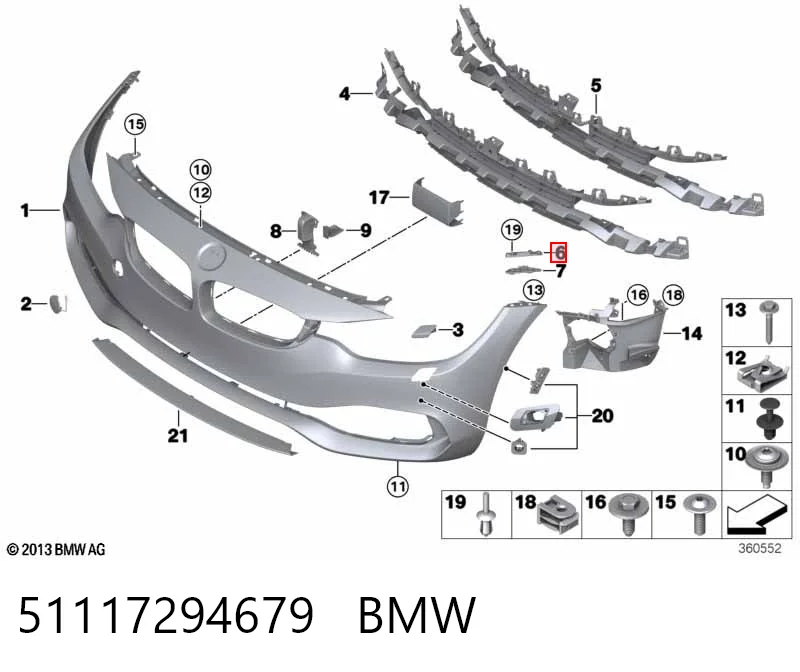51117294679 BMW Кронштейн кріплення крила переднього лівого, передній