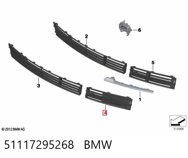 51117295268 BMW Решітка переднього бампера, права