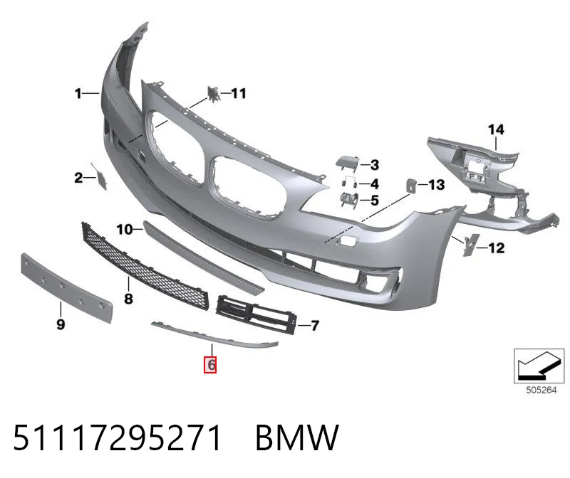 51117295271 BMW Молдинг бампера переднього, лівий
