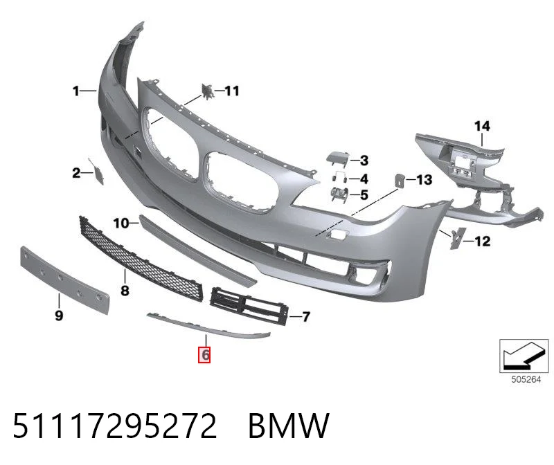 51117295272 BMW Молдинг бампера переднього, праве