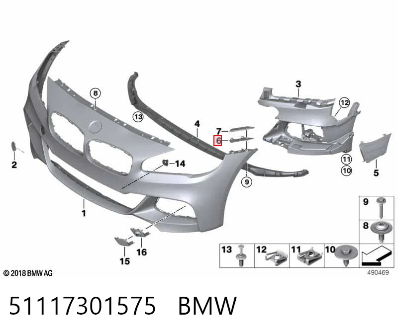51117301575 BMW Кріплення бампера переднього