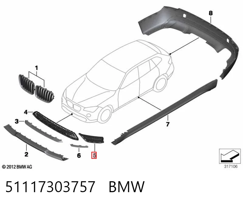 51117303757 BMW Решітка переднього бампера, ліва