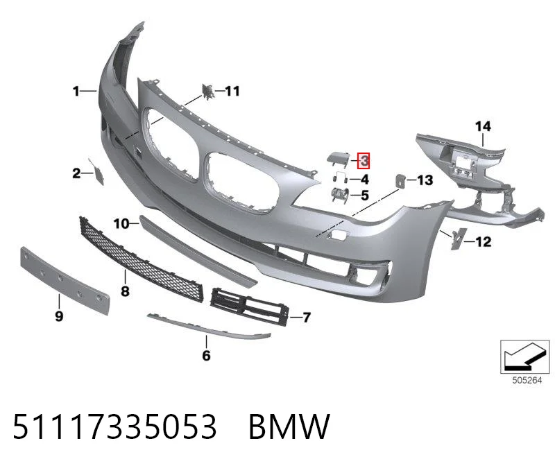 51117335053 BMW Накладка форсунки омивача фари передньої