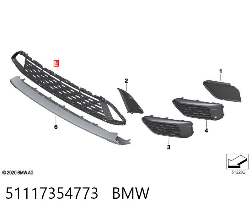51117354773 BMW Решітка переднього бампера, центральна
