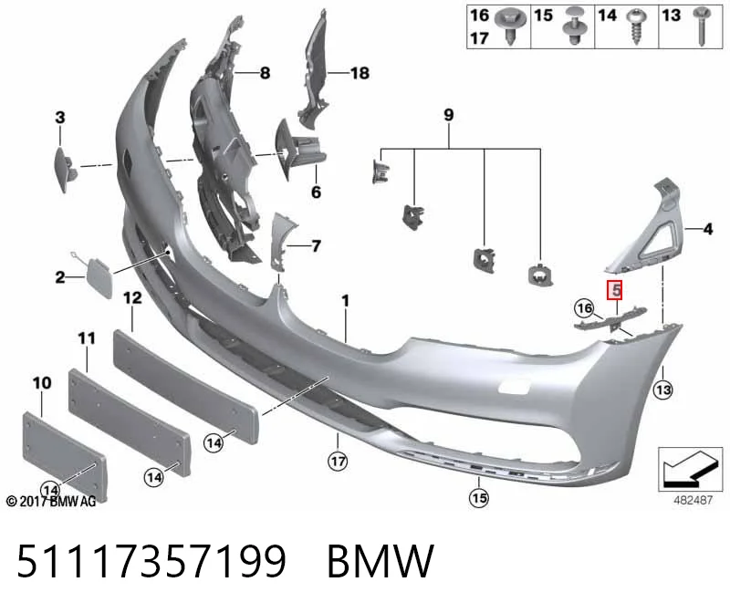 51117357199 BMW Кронштейн бампера переднього, зовнішній лівий