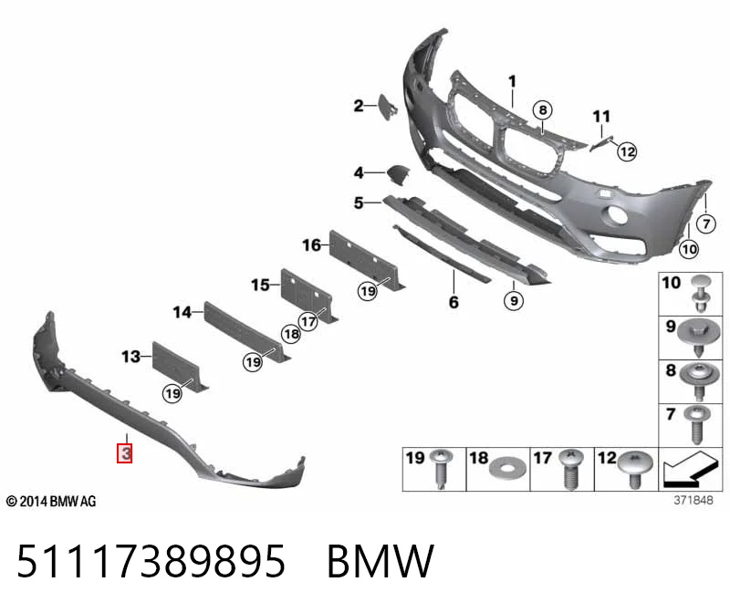 51117389895 BMW Сплитер переднього бампера