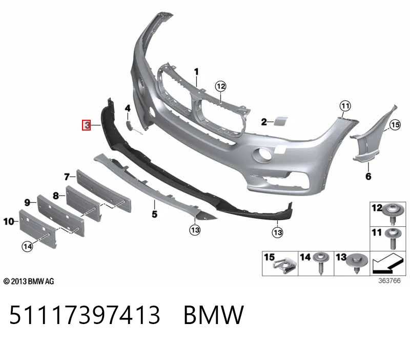51117397413 BMW Спліттер переднього бампера