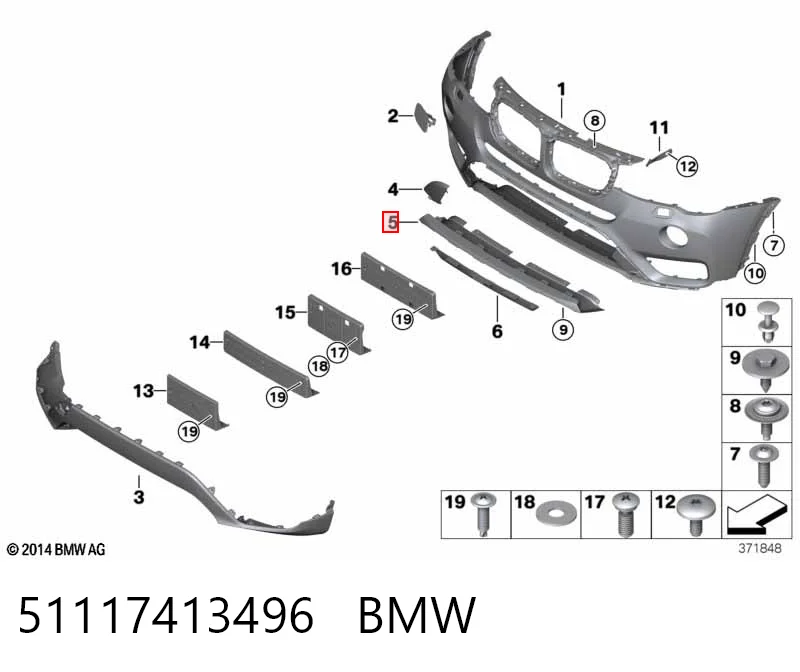 51117413496 BMW Спліттер переднього бампера