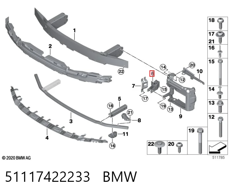 51117422233 BMW Направляюча переднього бампера