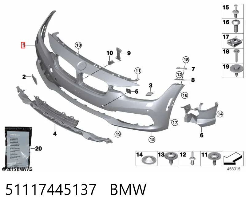 51117445137 BMW Бампер передній в зборі
