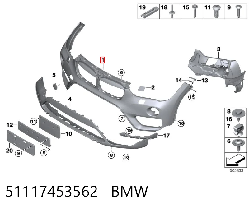51117453562 BMW Бампер передній в зборі