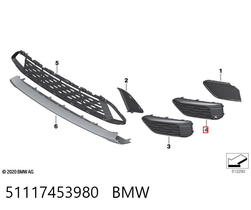 51117453980 BMW Решітка переднього бампера, права