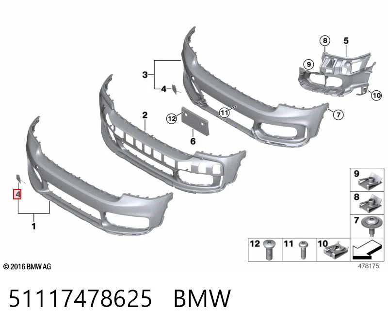 51117478625 BMW Заглушка бампера буксирувального гака, передня