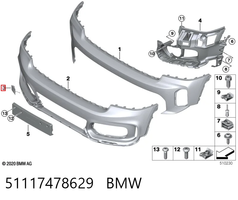 51117478629 BMW Заглушка бампера буксирувального гака, передня