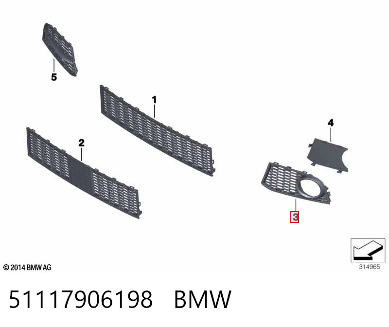 51117906198 BMW Заглушка протитуманки передньої правої