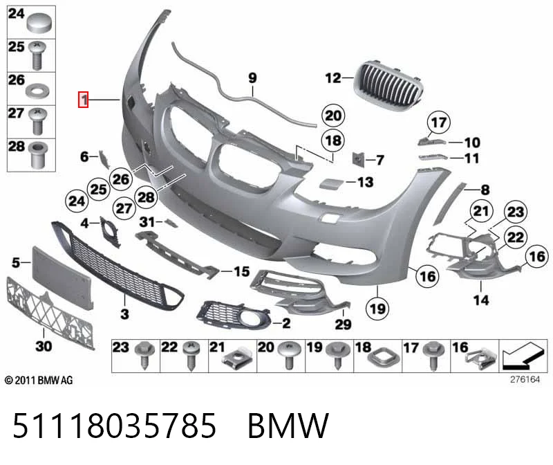 51118035785 BMW Бампер передній в зборі