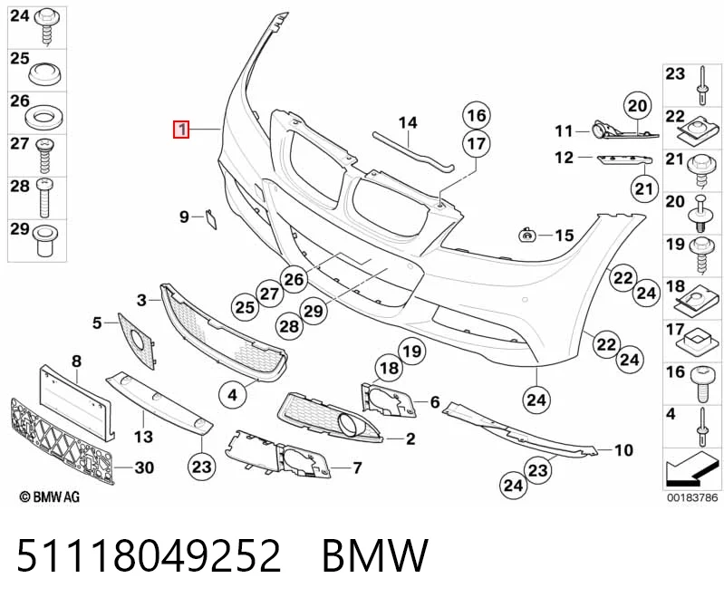 51118049252 BMW Бампер передній в зборі
