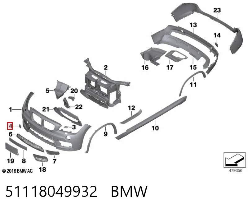 51118049932 BMW Заглушка бампера буксирувального гака, передня
