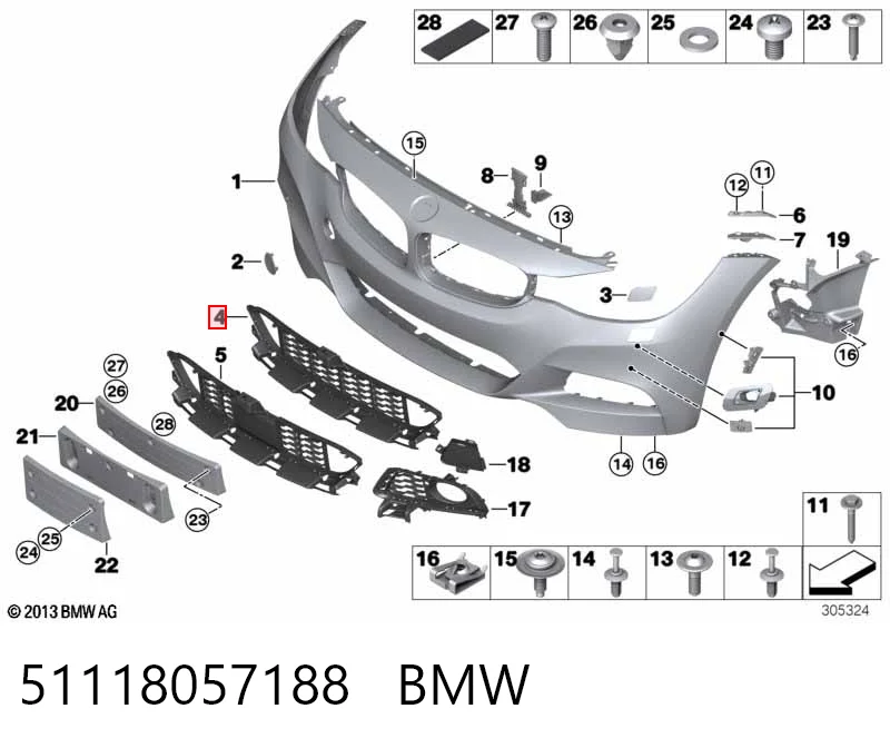 51118057188 BMW Решітка переднього бампера, центральна
