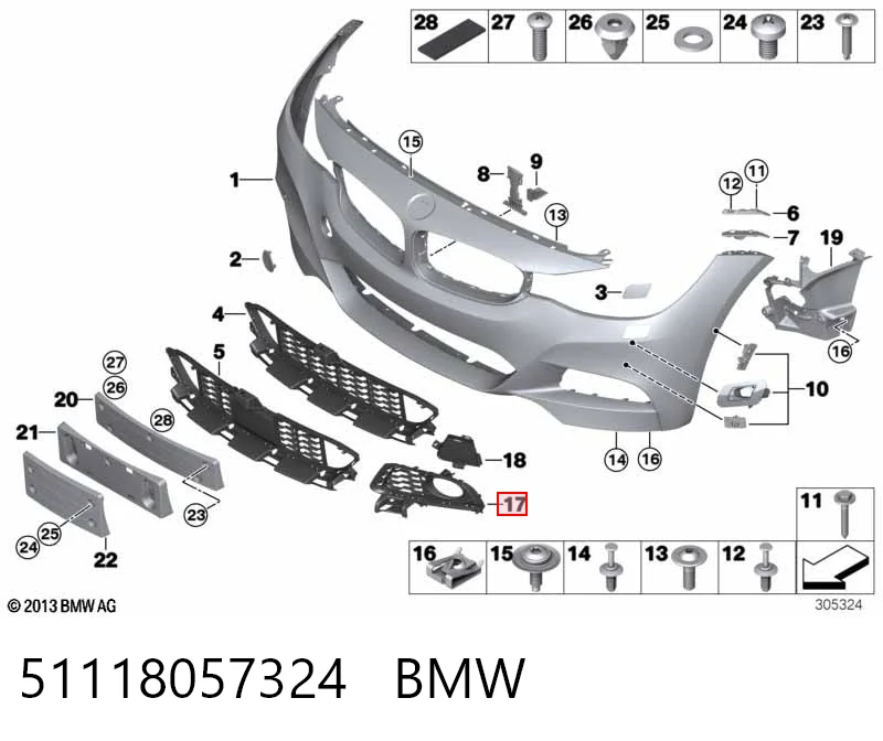 51118057324 BMW Заглушка протитуманки передньої правої