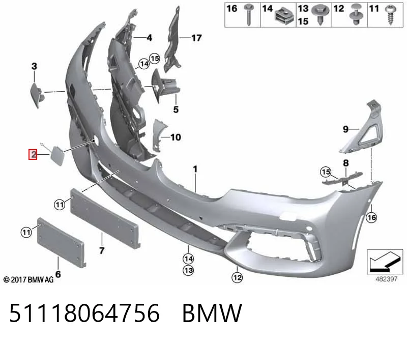 51118064756 BMW Заглушка бампера буксирувального гака, передня