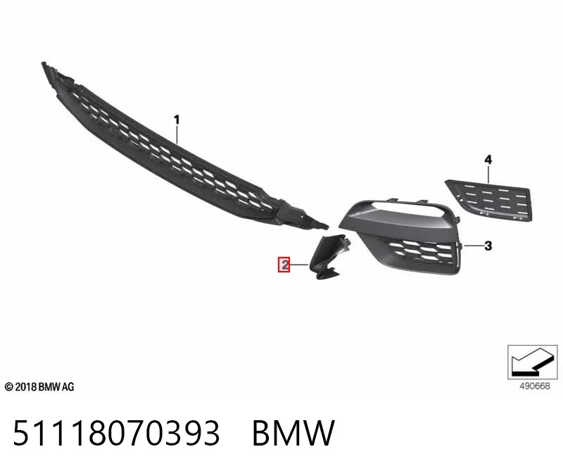 51118070393 BMW Молдинг бампера переднього, лівий