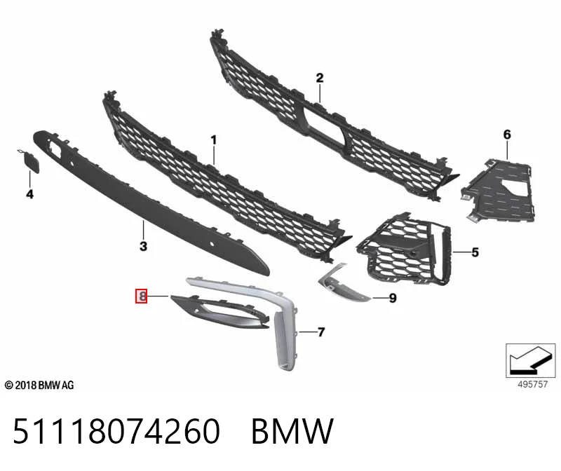 51118074260 BMW Ободок/окантовка фари протитуманной, правий