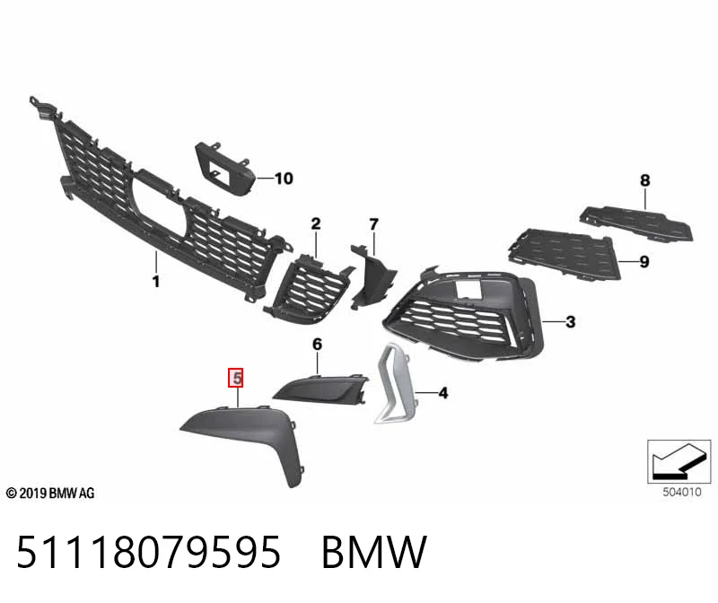 51118079595 BMW Молдинг переднього бампера, лівий