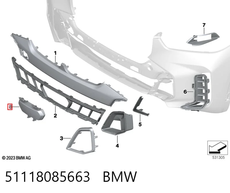 51118085663 BMW Переднє ікло бампера