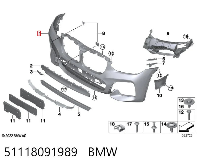 51118091989 BMW Бампер передній в зборі